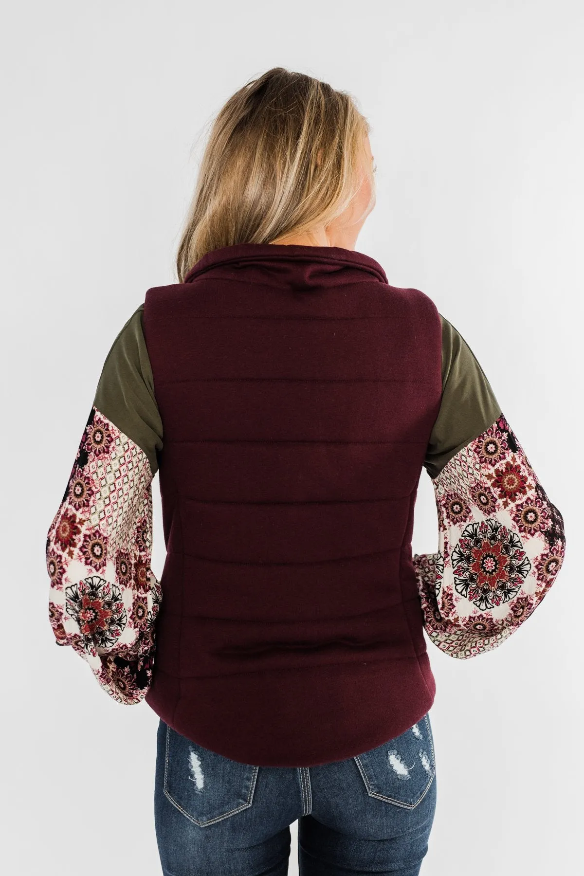 Puffer Vest- Burgundy