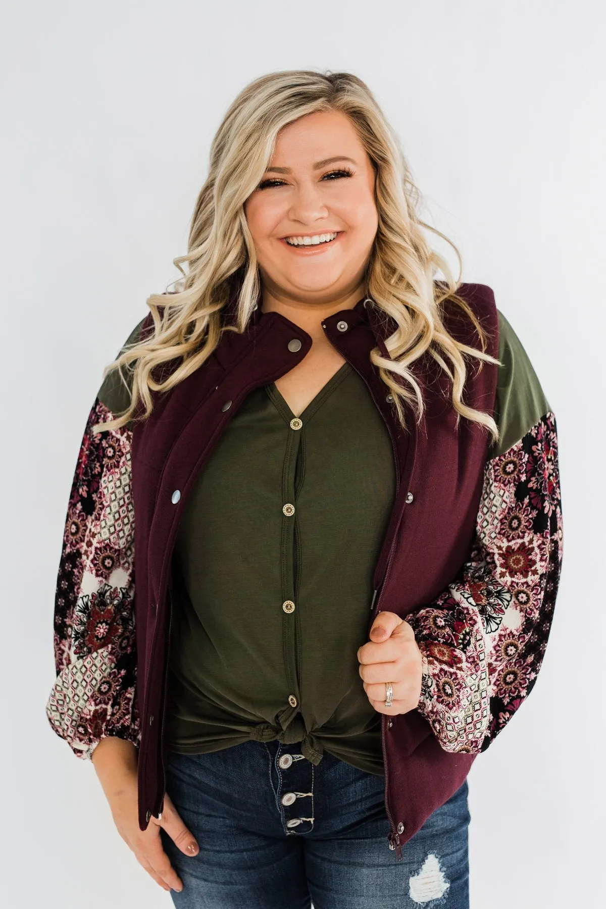 Puffer Vest- Burgundy