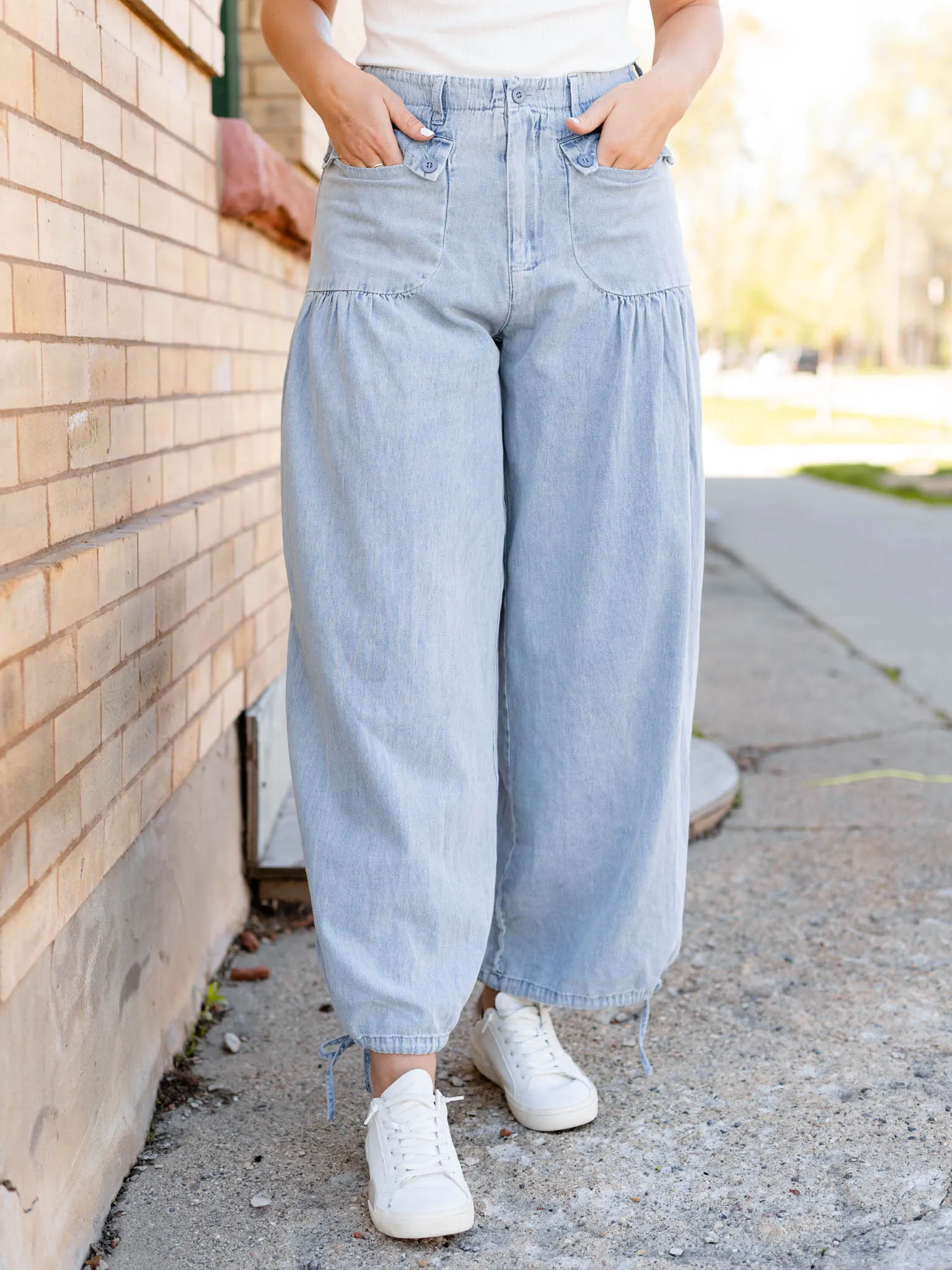 Pull On Soft Denim Patch Pocket