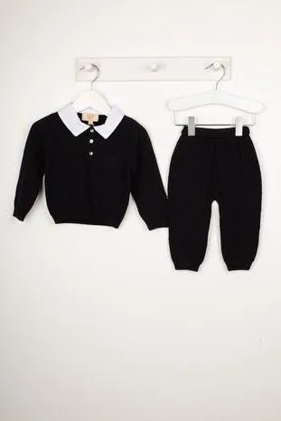 "Rory" Navy Blue Diamond Knit Tracksuit