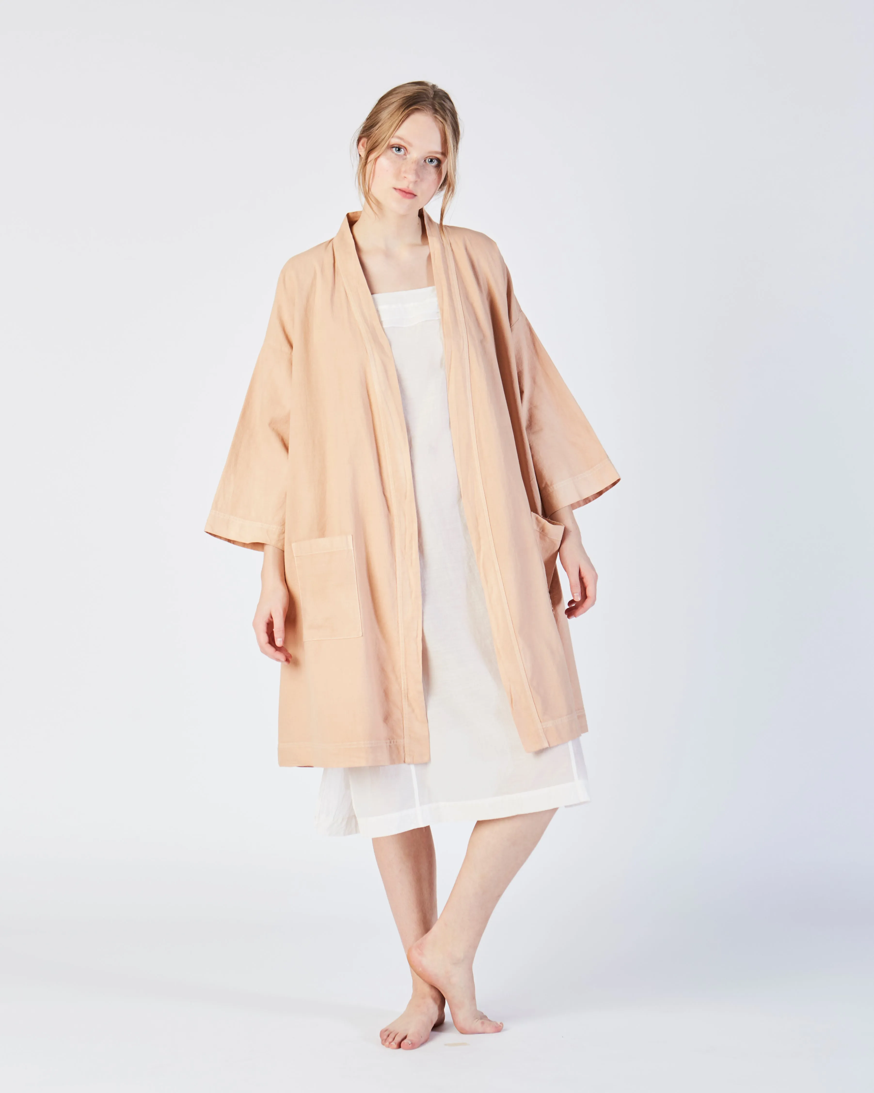 Racine organic cotton robe in petal
