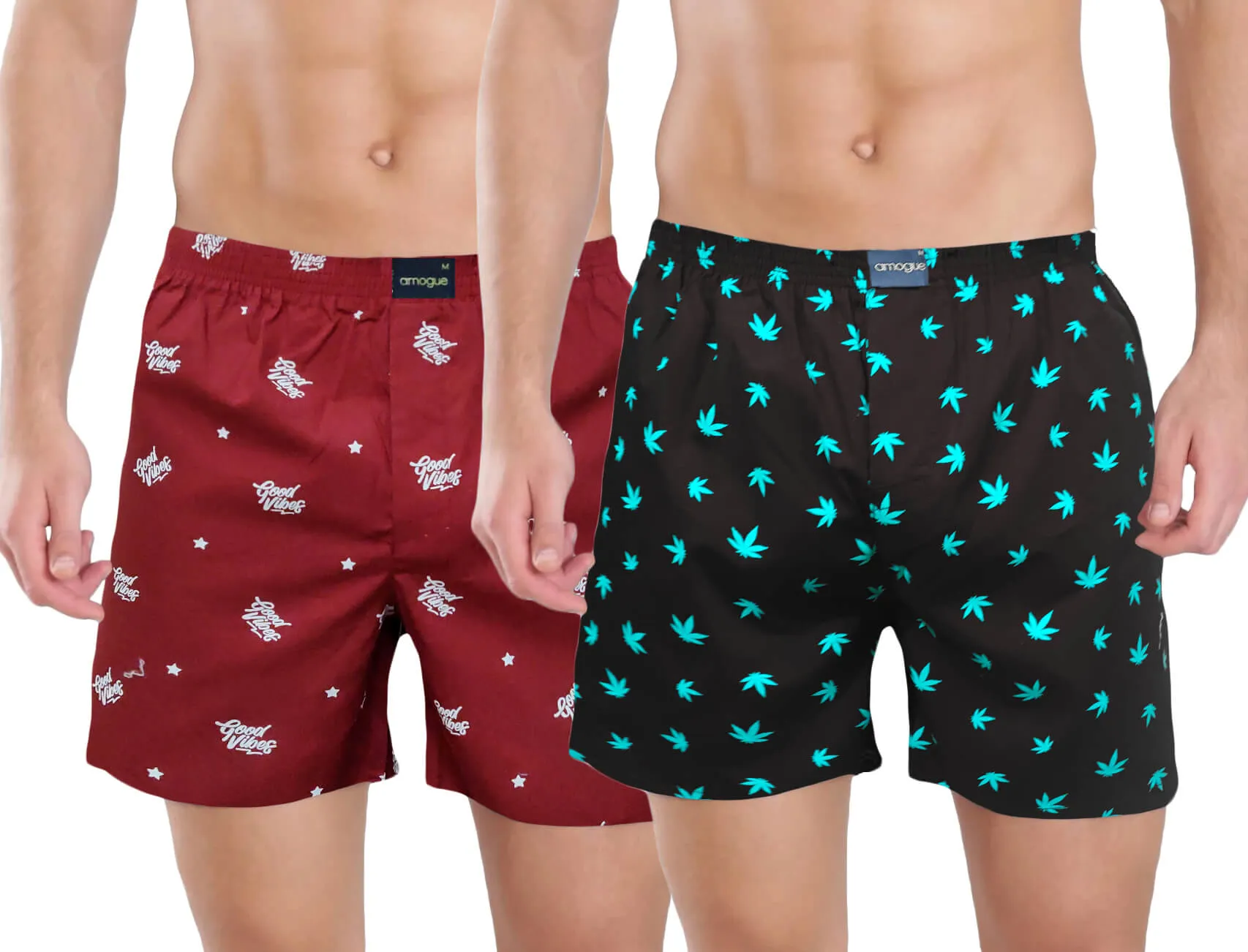 Red & Black Funky Printed Pair Of Men Cotton Boxers