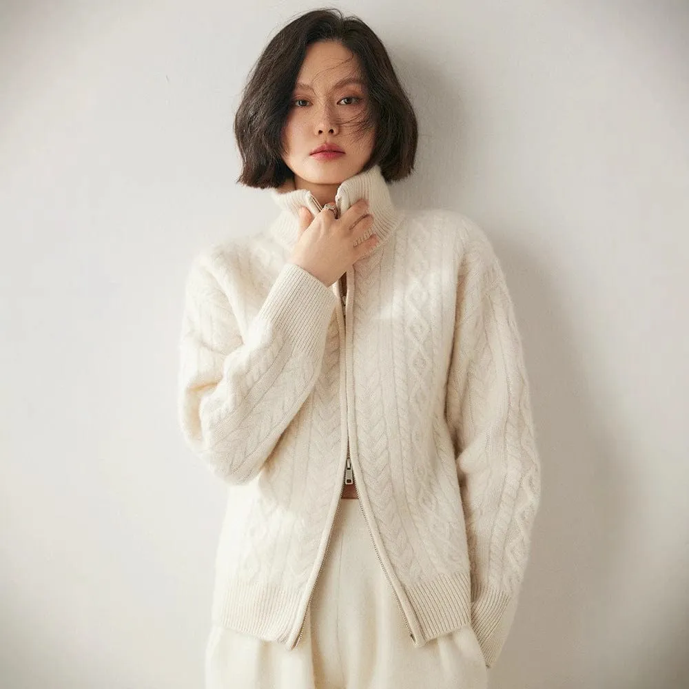 Retro Cable Knit Cashmere Sweater