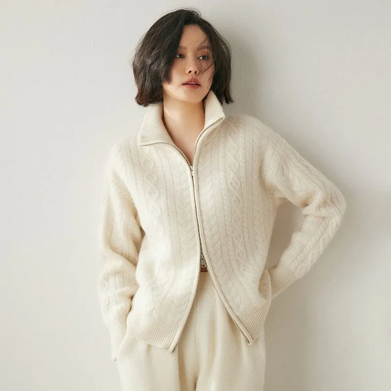 Retro Cable Knit Cashmere Sweater