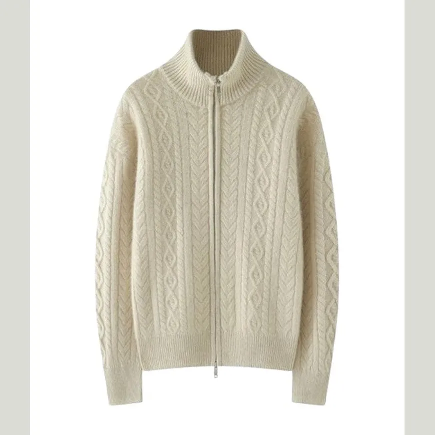 Retro Cable Knit Cashmere Sweater