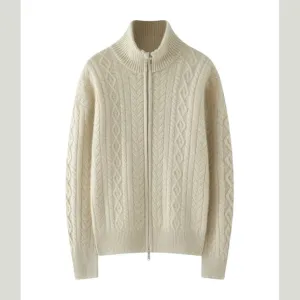 Retro Cable Knit Cashmere Sweater