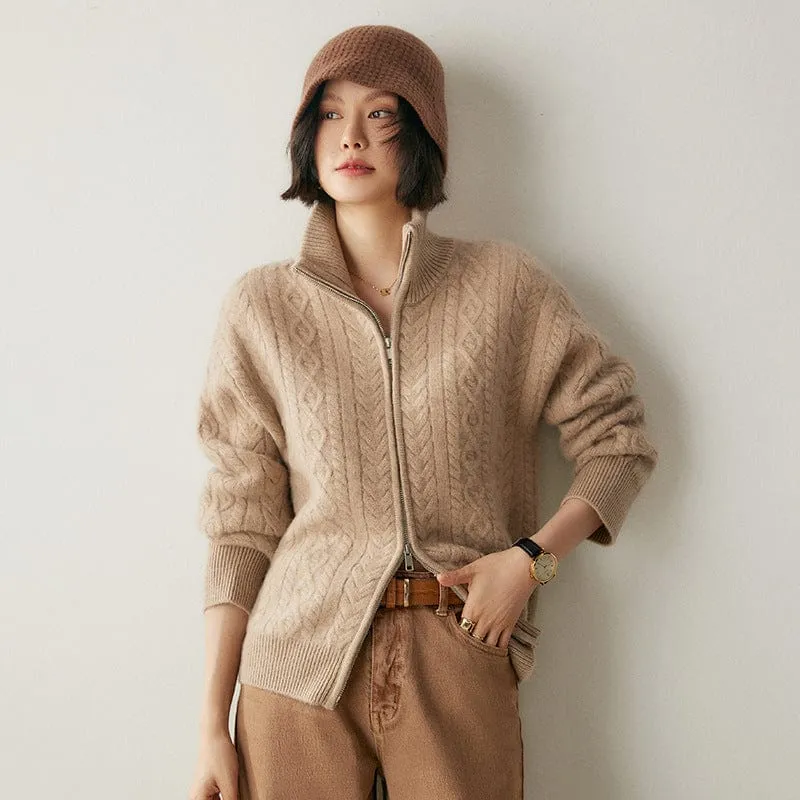 Retro Cable Knit Cashmere Sweater