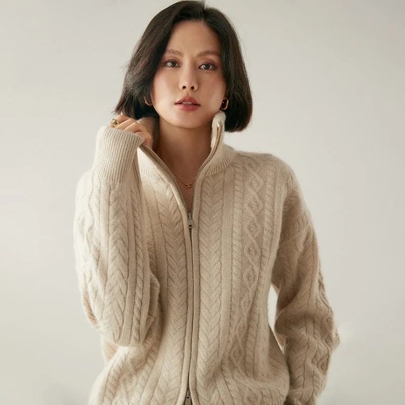 Retro Cable Knit Cashmere Sweater