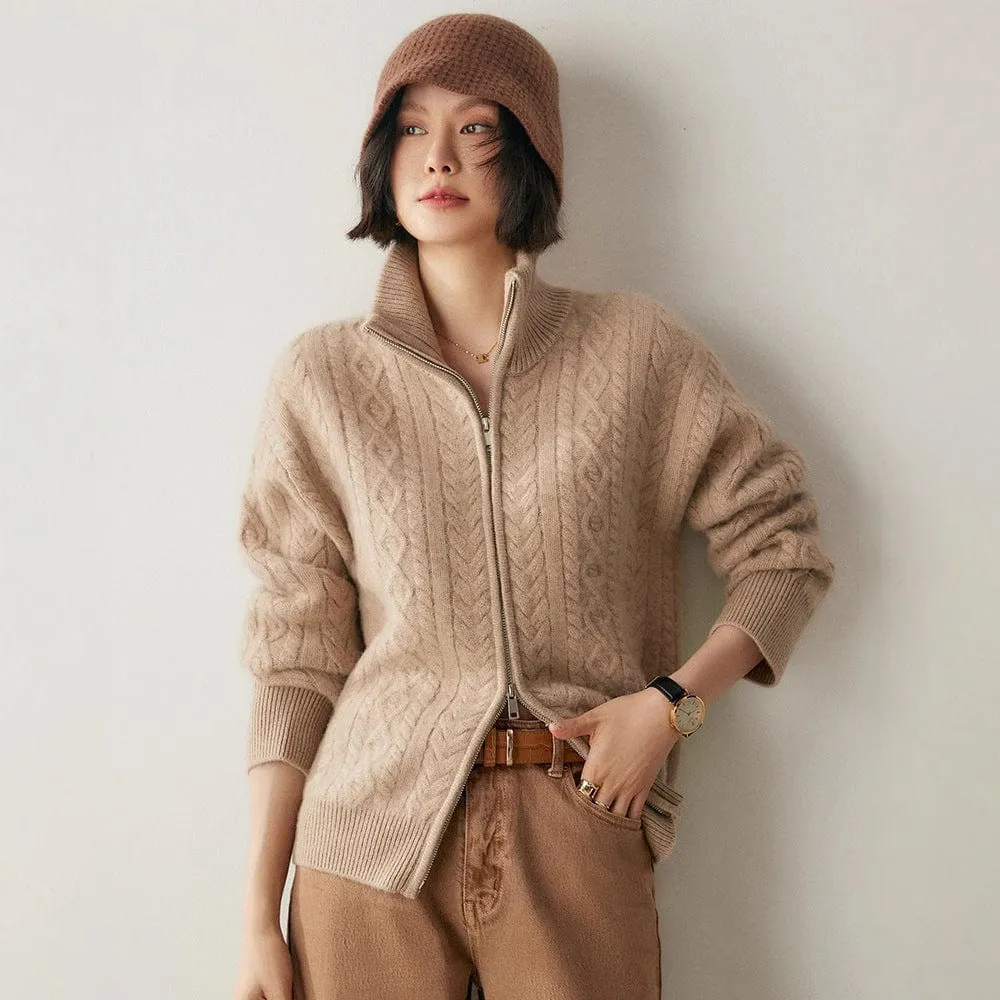 Retro Cable Knit Cashmere Sweater