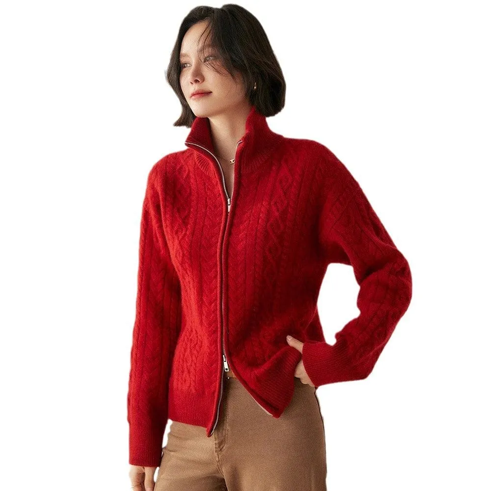Retro Cable Knit Cashmere Sweater