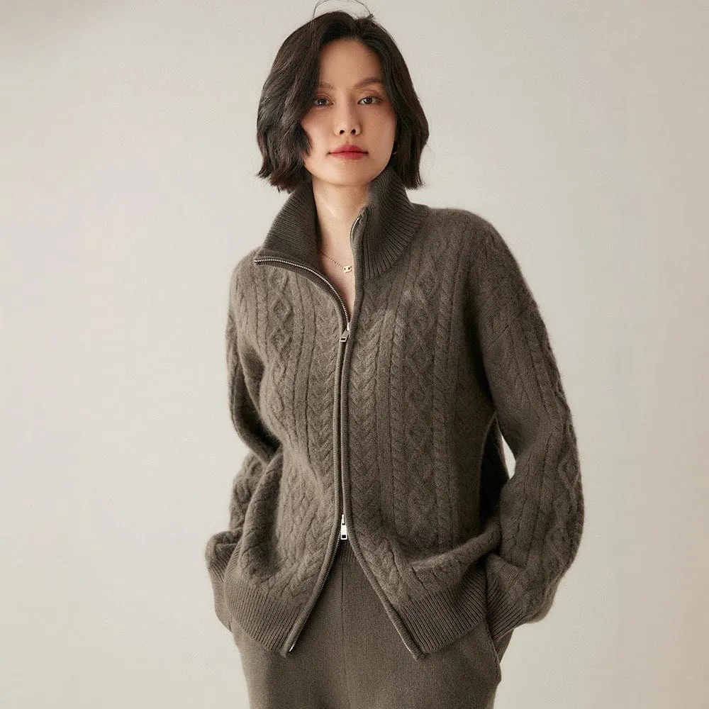 Retro Cable Knit Cashmere Sweater