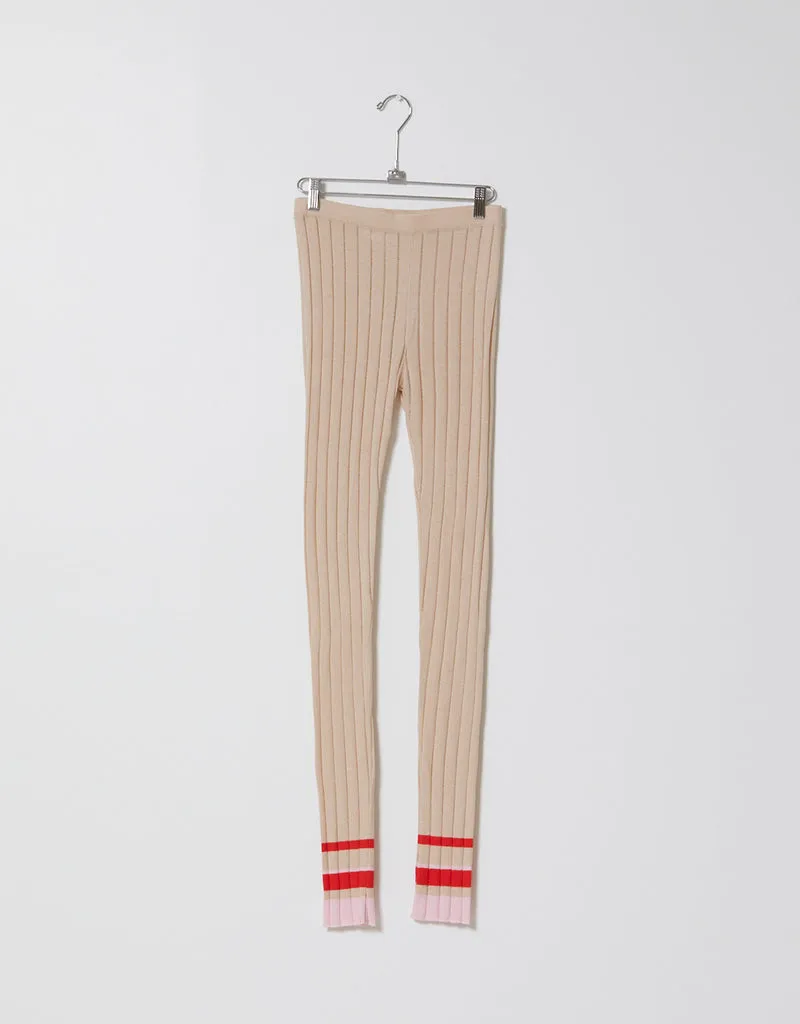 Ribbed legging  in combo almond & chili