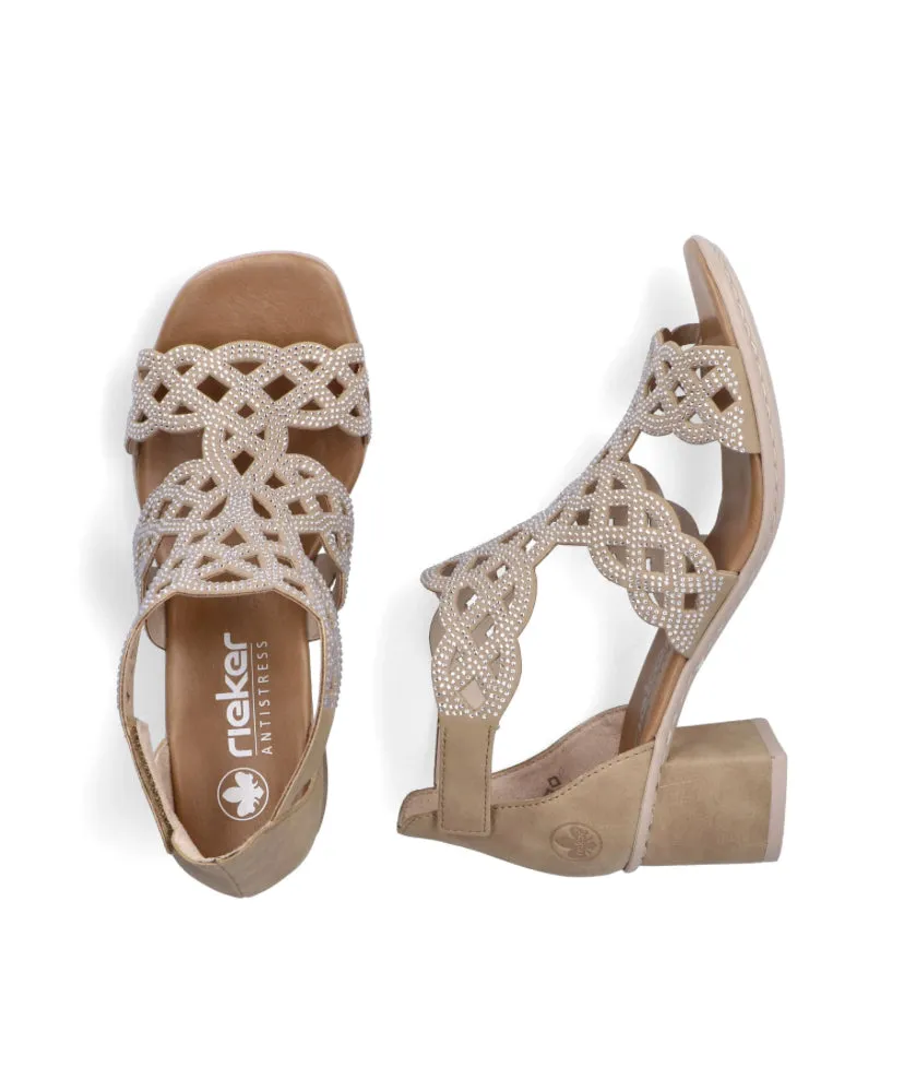 Rieker - 64773 Taupe Diamonte Sandal
