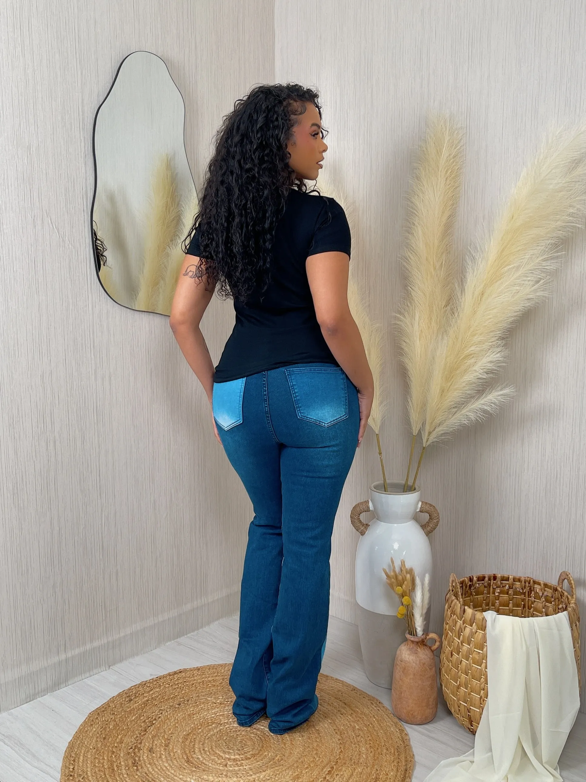 RJH9904P - PATCHWORK STACKED DENIM PANTS