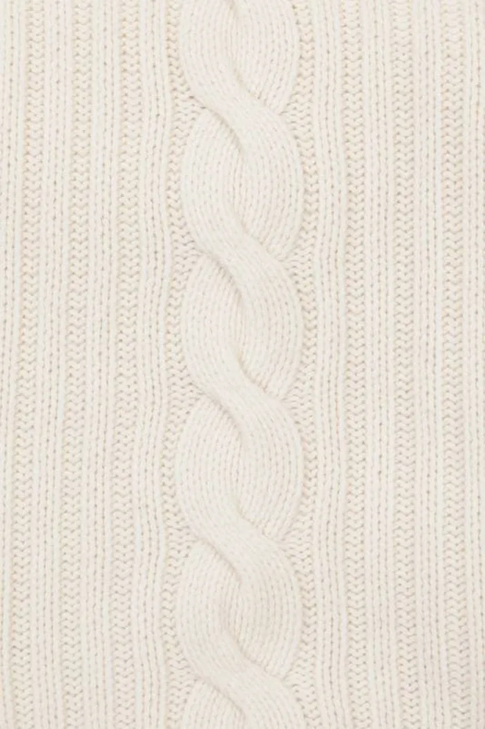 Roma Cable Knit Cashmere Throw - Ivory