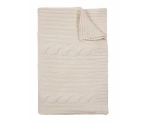 Roma Cable Knit Cashmere Throw - Ivory
