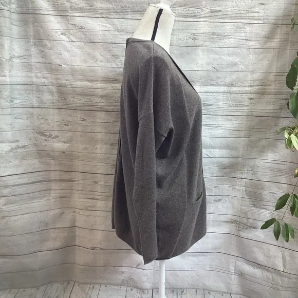 Rossopuro 100% Cashmere Slouchy Grandpa Cardigan Sweater Heather Taupe L