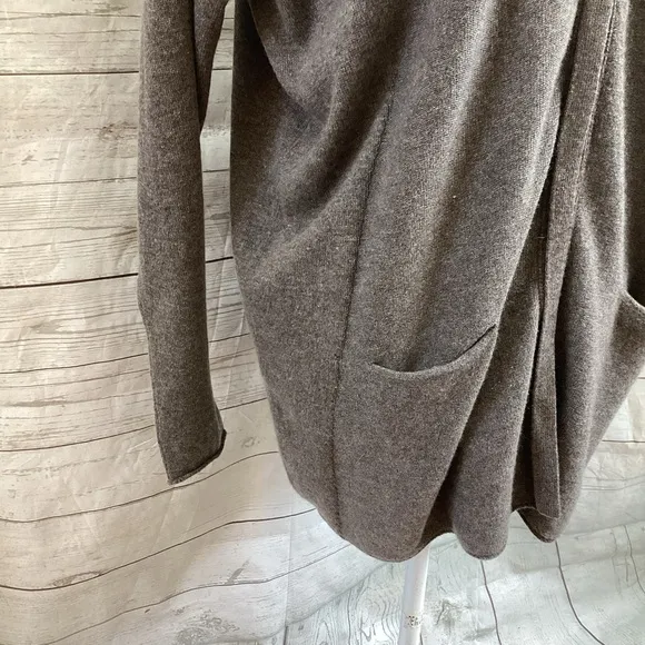 Rossopuro 100% Cashmere Slouchy Grandpa Cardigan Sweater Heather Taupe L