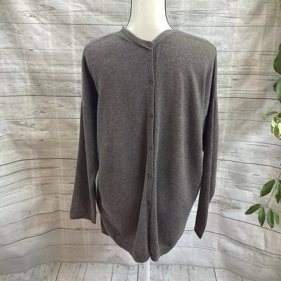 Rossopuro 100% Cashmere Slouchy Grandpa Cardigan Sweater Heather Taupe L