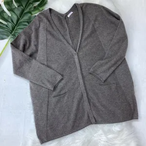 Rossopuro 100% Cashmere Slouchy Grandpa Cardigan Sweater Heather Taupe L