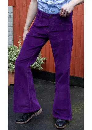 Run &amp; Fly Men's Corduroy 70's Flare Pants Purple