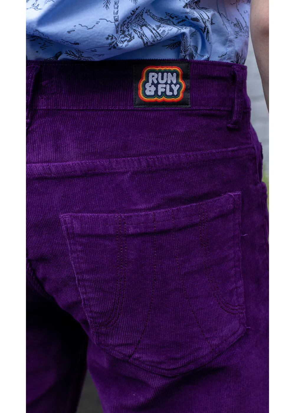 Run &amp; Fly Men's Corduroy 70's Flare Pants Purple