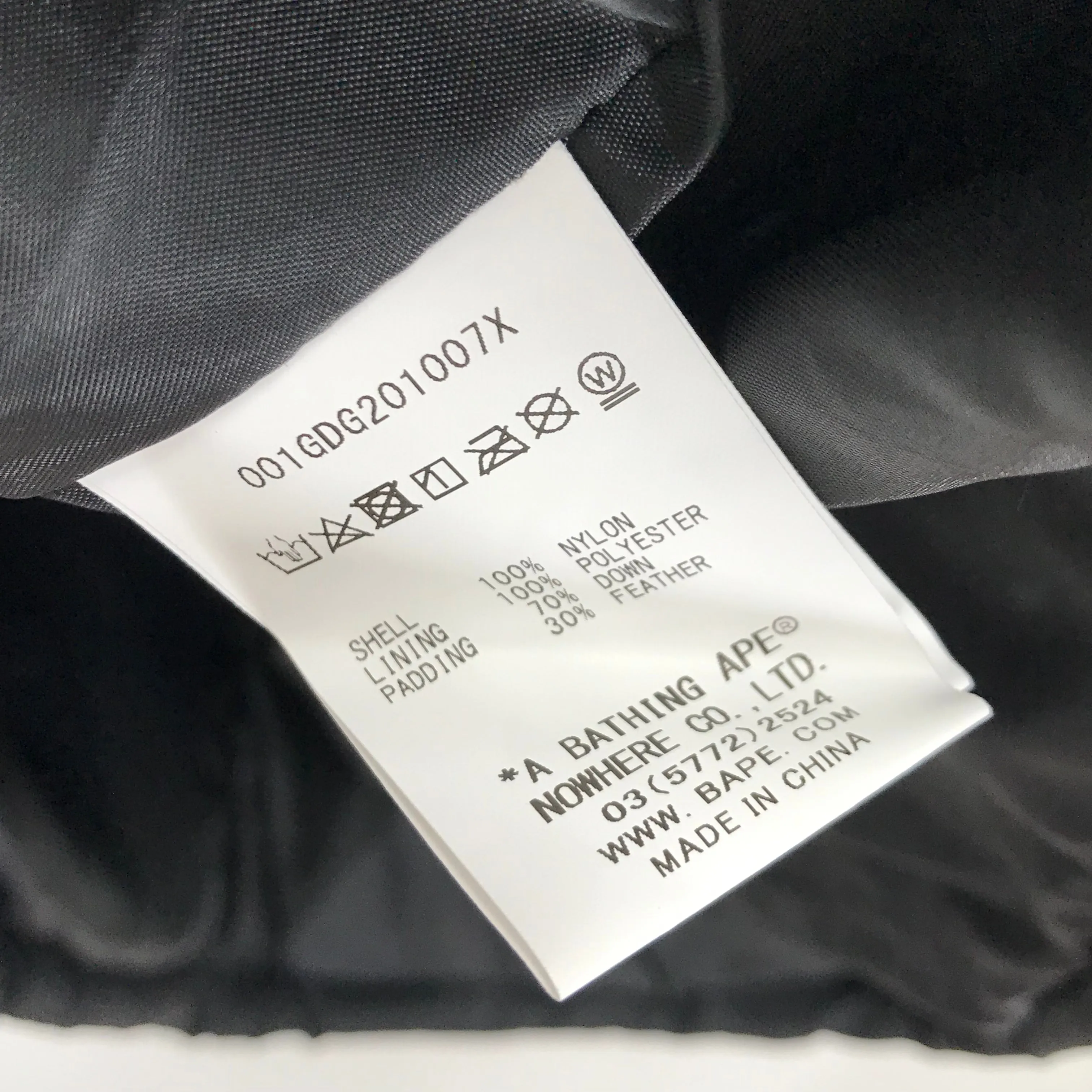 [S] DS! A Bathing Ape Bape Nylon Down Puffer Jacket