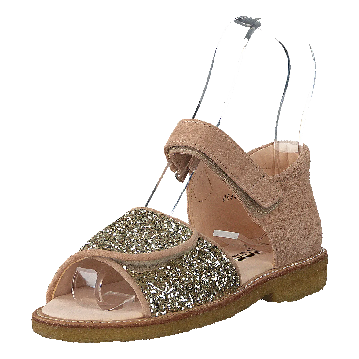 Sandal With Velcro Closure Nude/champagne Glitter