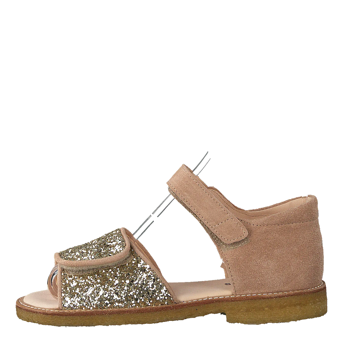 Sandal With Velcro Closure Nude/champagne Glitter
