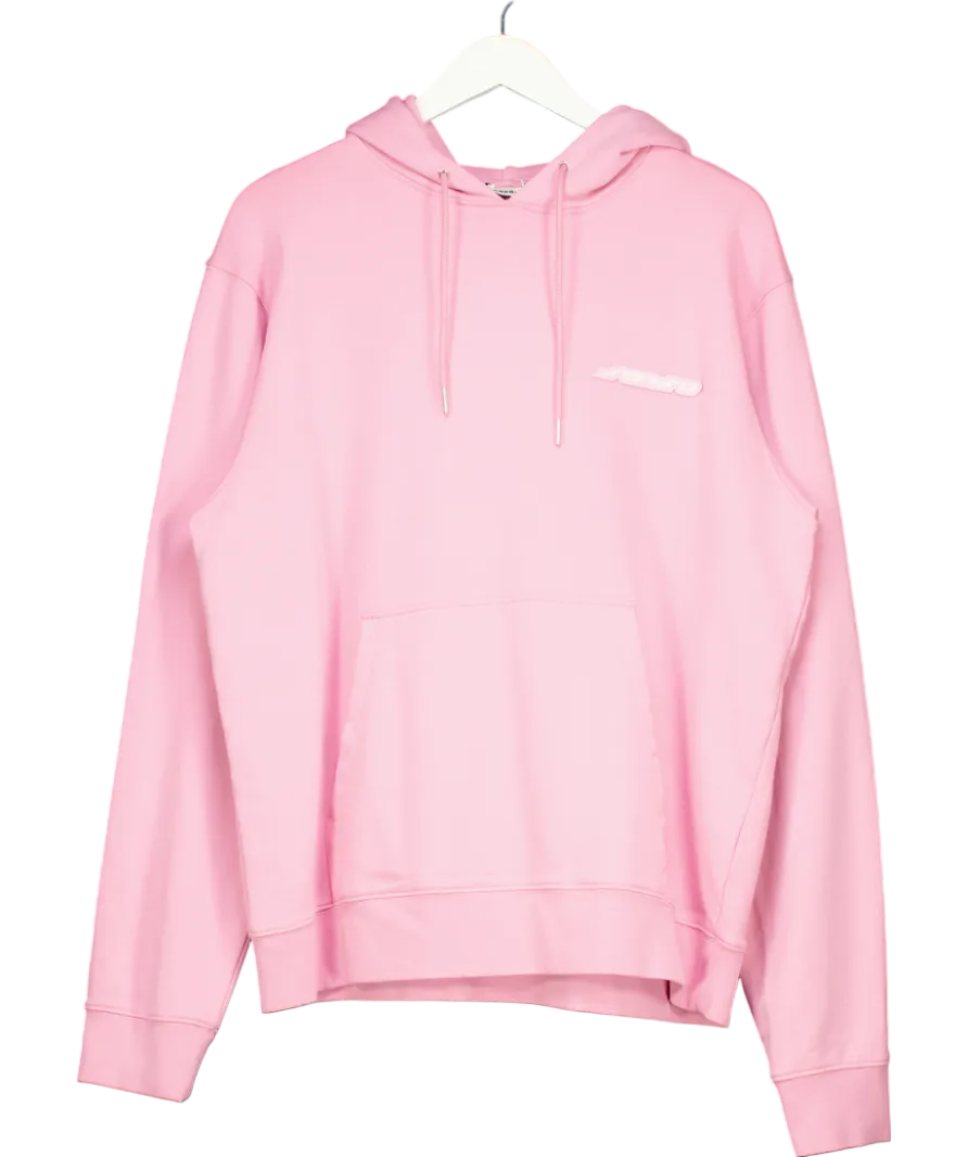 Sandro Pink Rubber Cotton Fleece Hoodie UK XXL