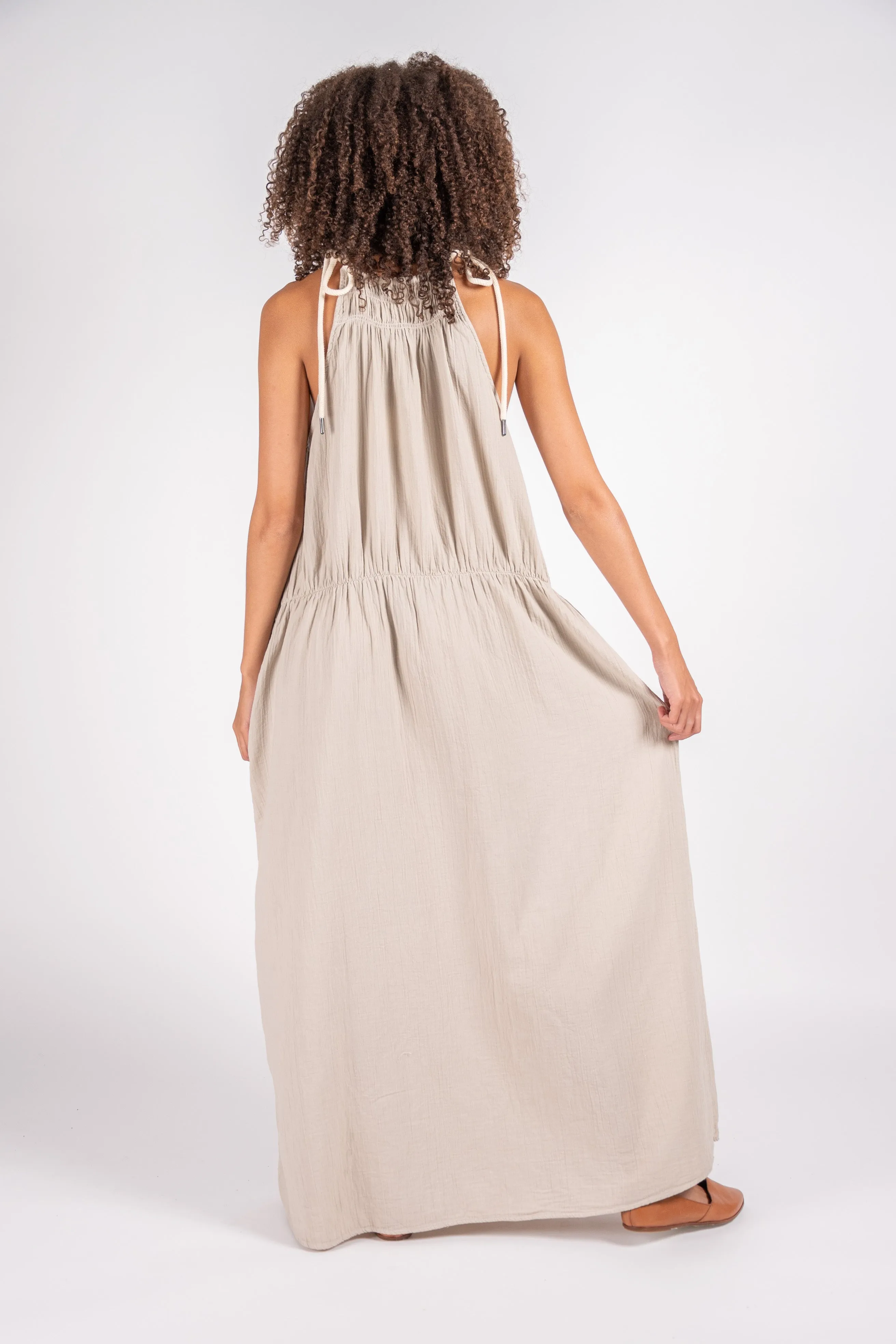Sargent dress in stone crinkle cotton
