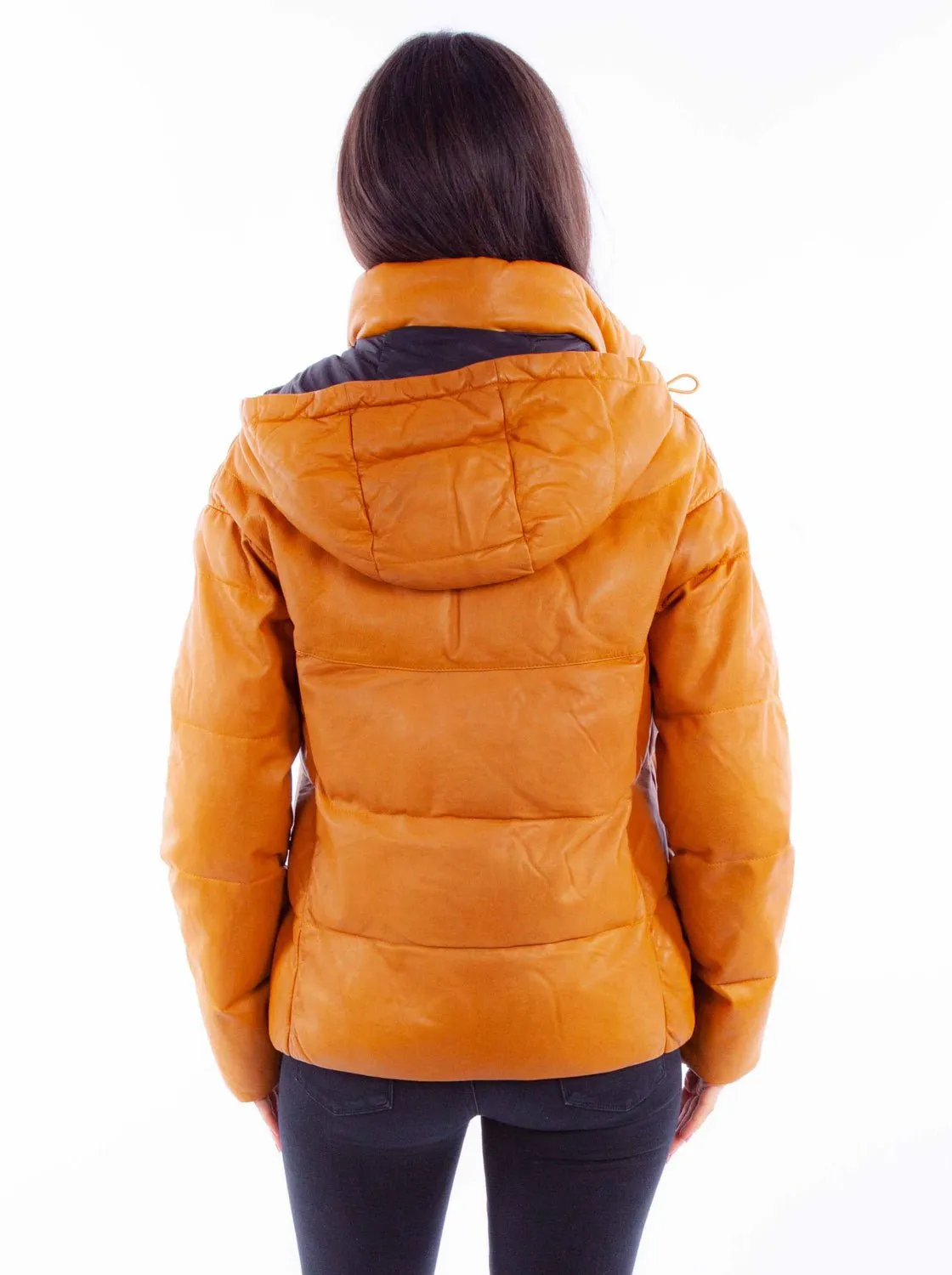 Scully Womens Puffy Zip Front Honey Leather Leather Jacket XL