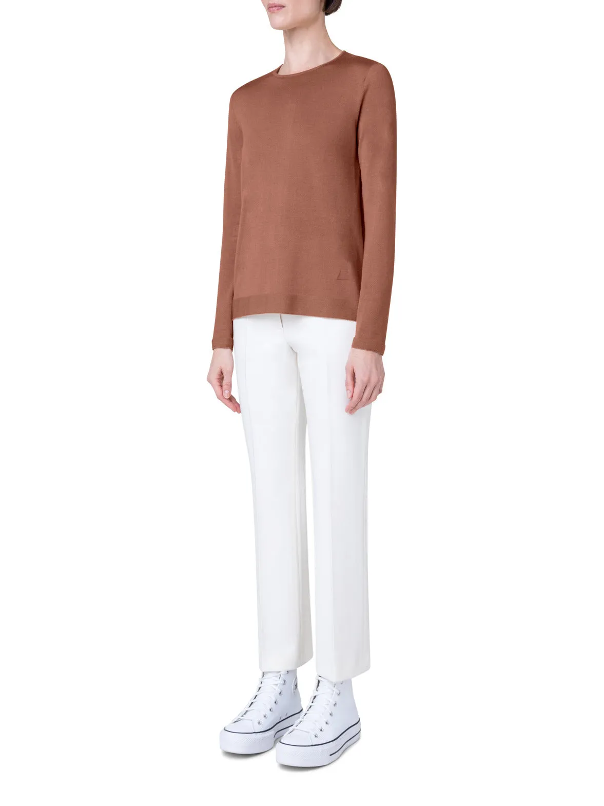 Seamless Cashmere Silk Knit Sweater