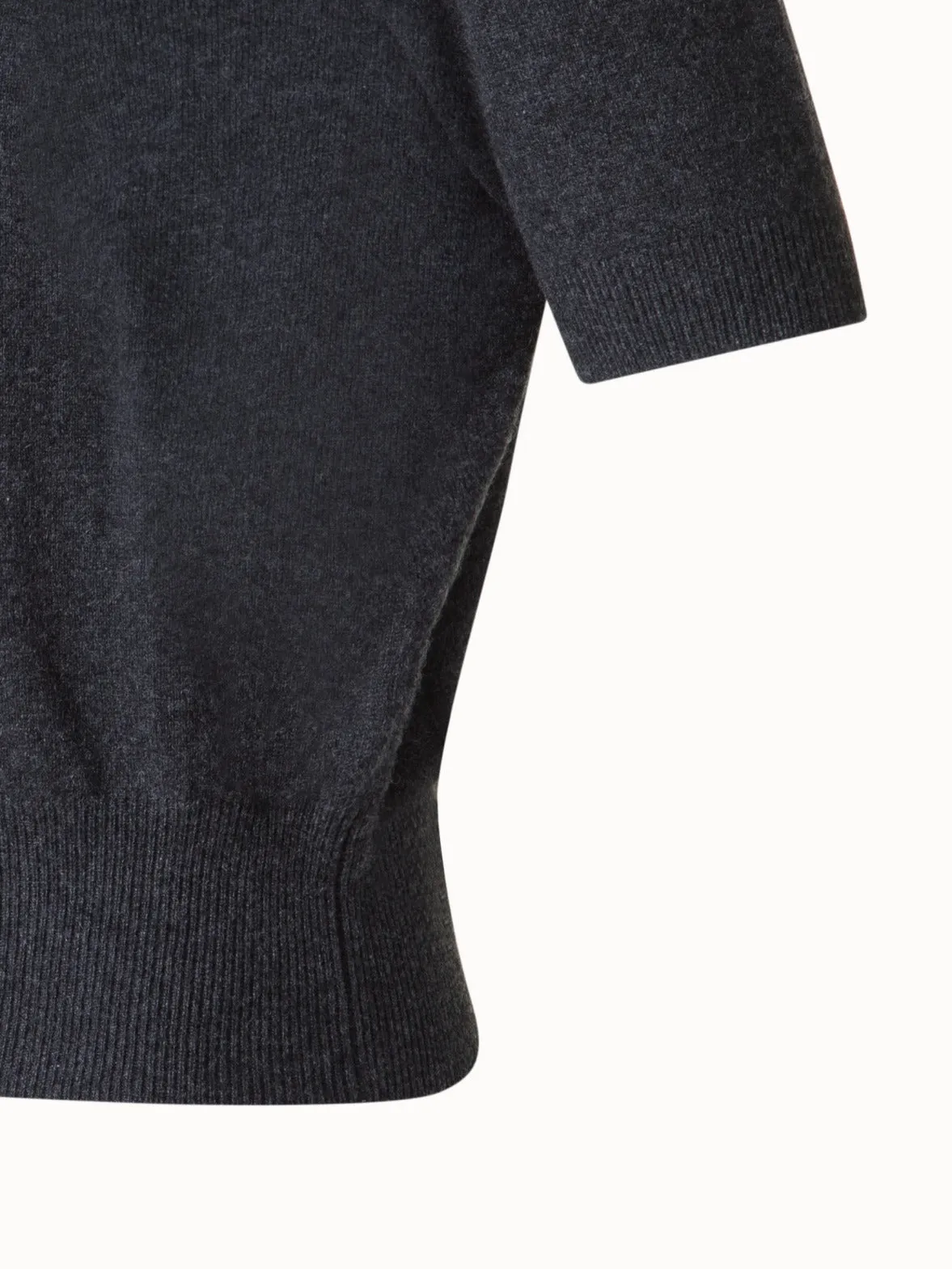Short Sleeve Cashmere Sweater with Knot Detail