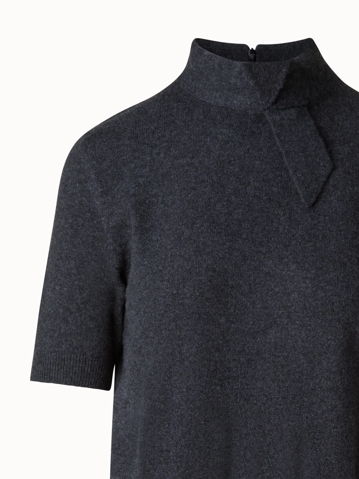 Short Sleeve Cashmere Sweater with Knot Detail
