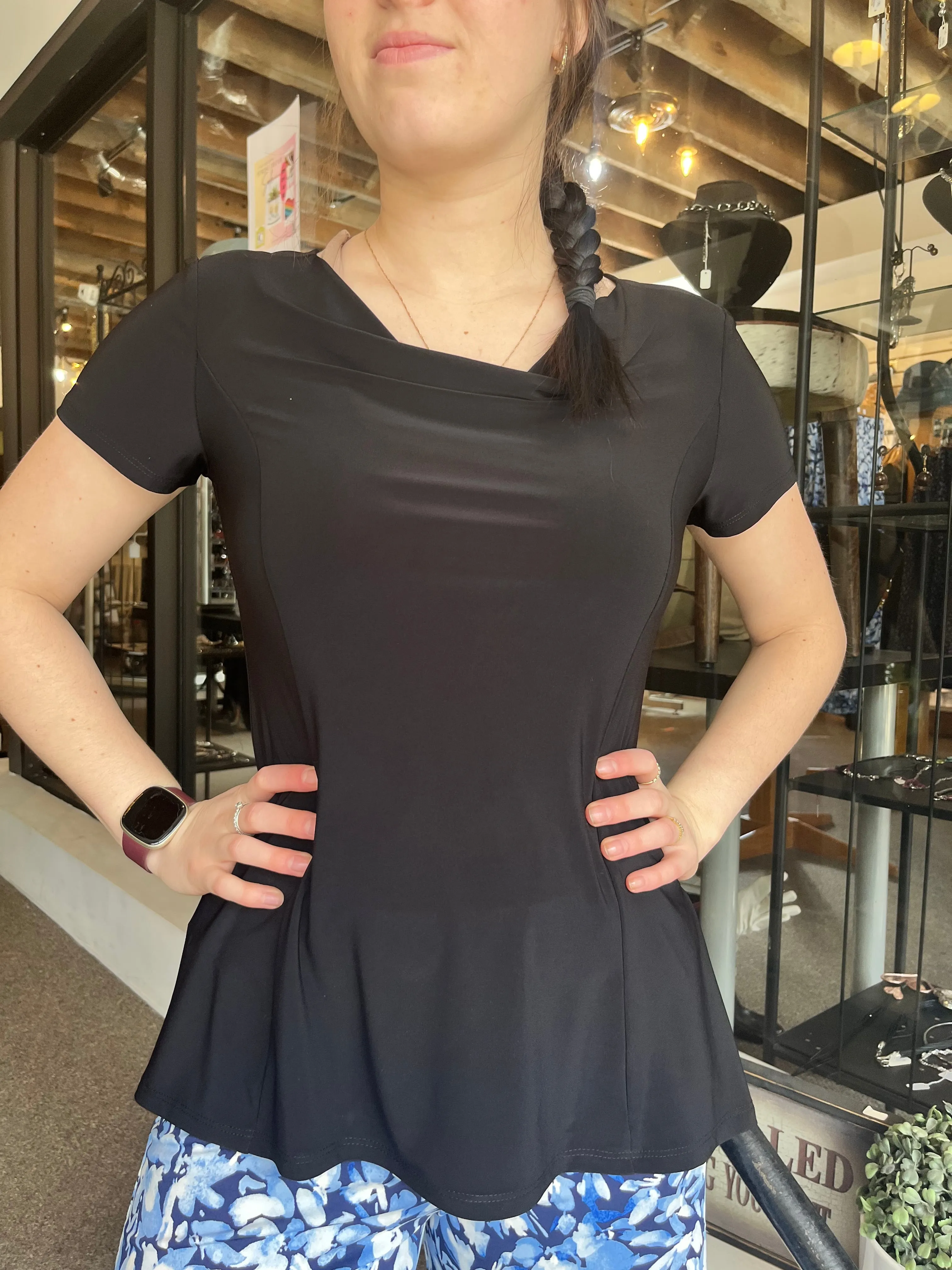 Short Sleeve Drape-Front Top (Canada-Made)