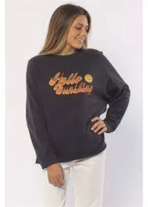 Sisstrevolution Hello Sunshine Crew Knit Fleece - Charcoal