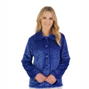 Slenderella Embossed Pattern Fleece Bedjacket | Blue