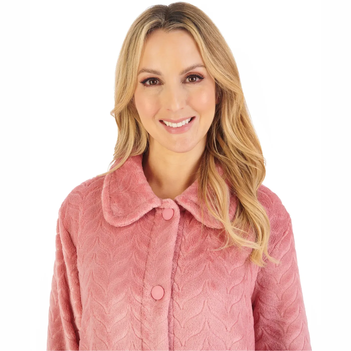Slenderella Embossed Pattern Fleece Bedjacket | Pink
