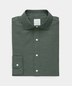 Slim Fit Flannel Spread Collar Dress Shirt in Olive