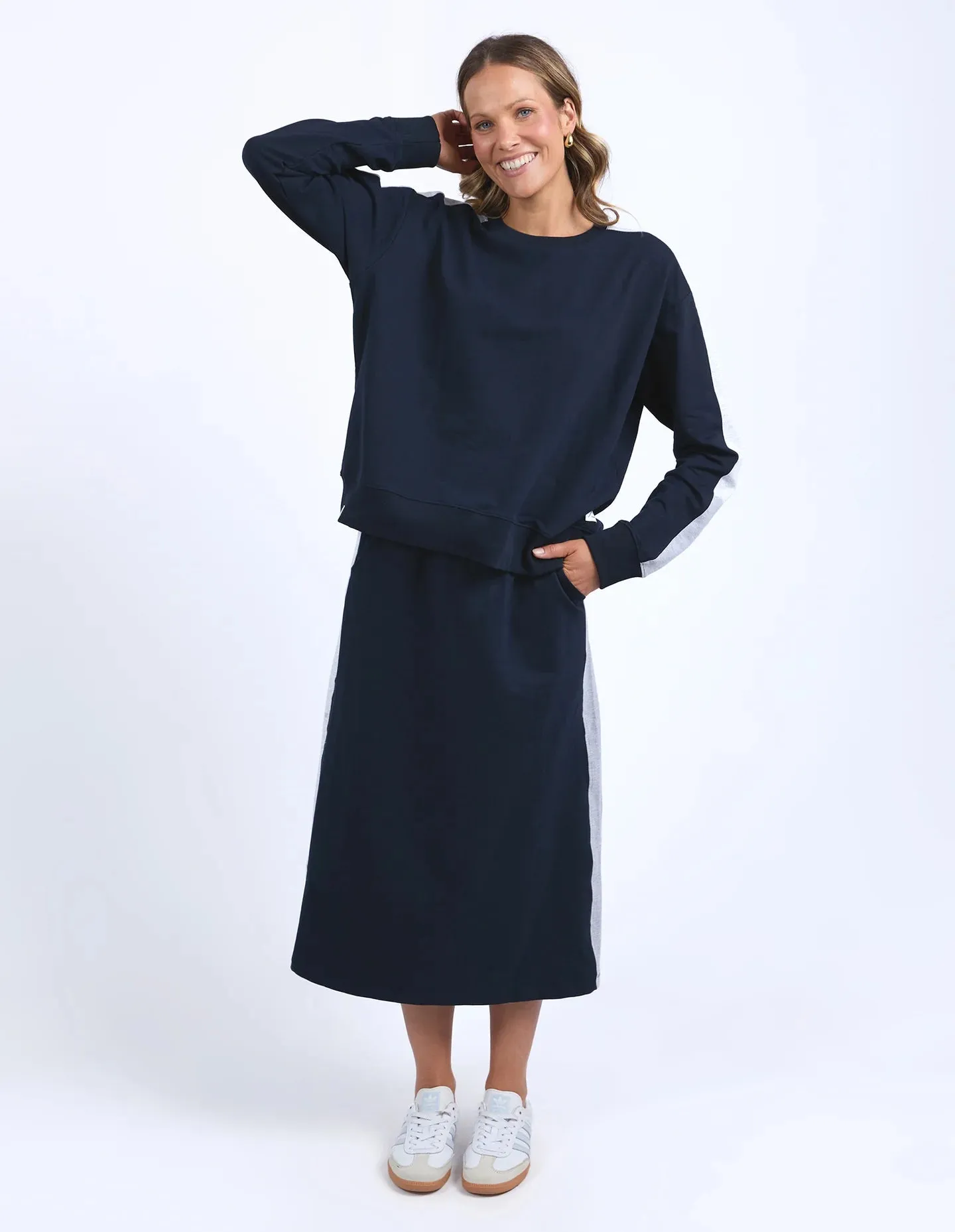 Sloane Fleece Skirt - Navy / Grey Marle