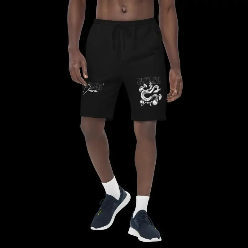 Snake Men's Fleece Shorts - Comfy Loungewear with Elastic Waistband & Pockets