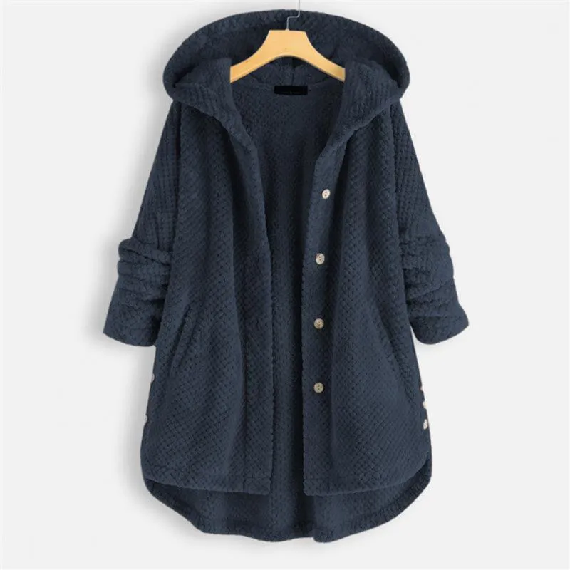 Soft, textured hooded fleece for women