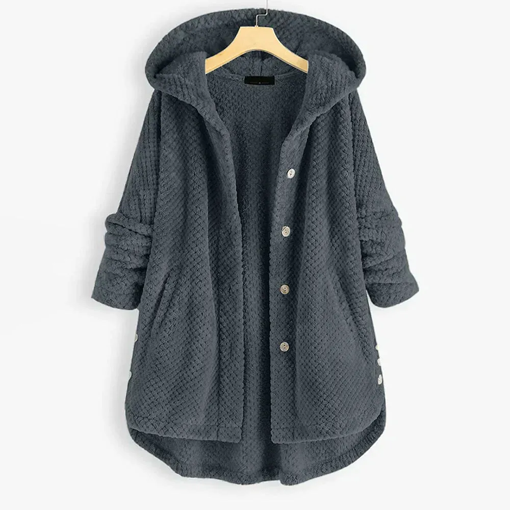 Soft, textured hooded fleece for women