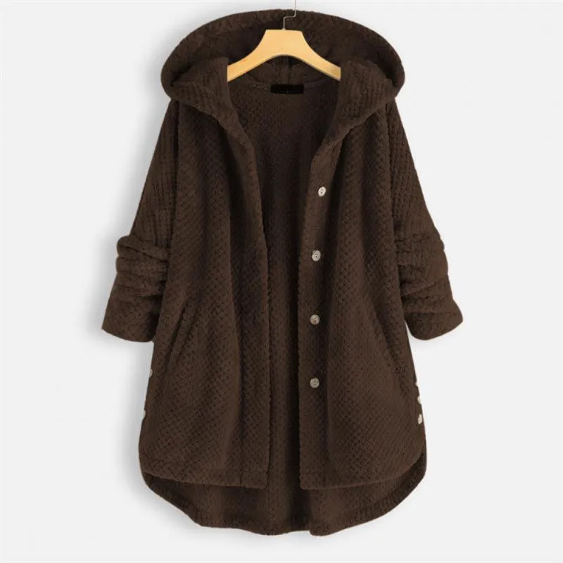 Soft, textured hooded fleece for women