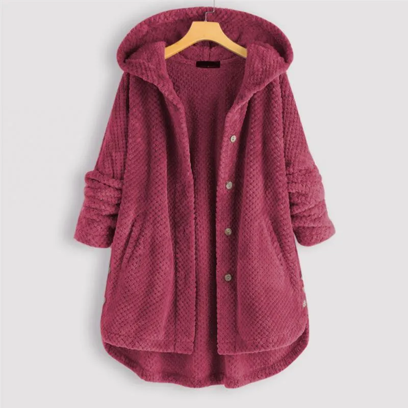 Soft, textured hooded fleece for women
