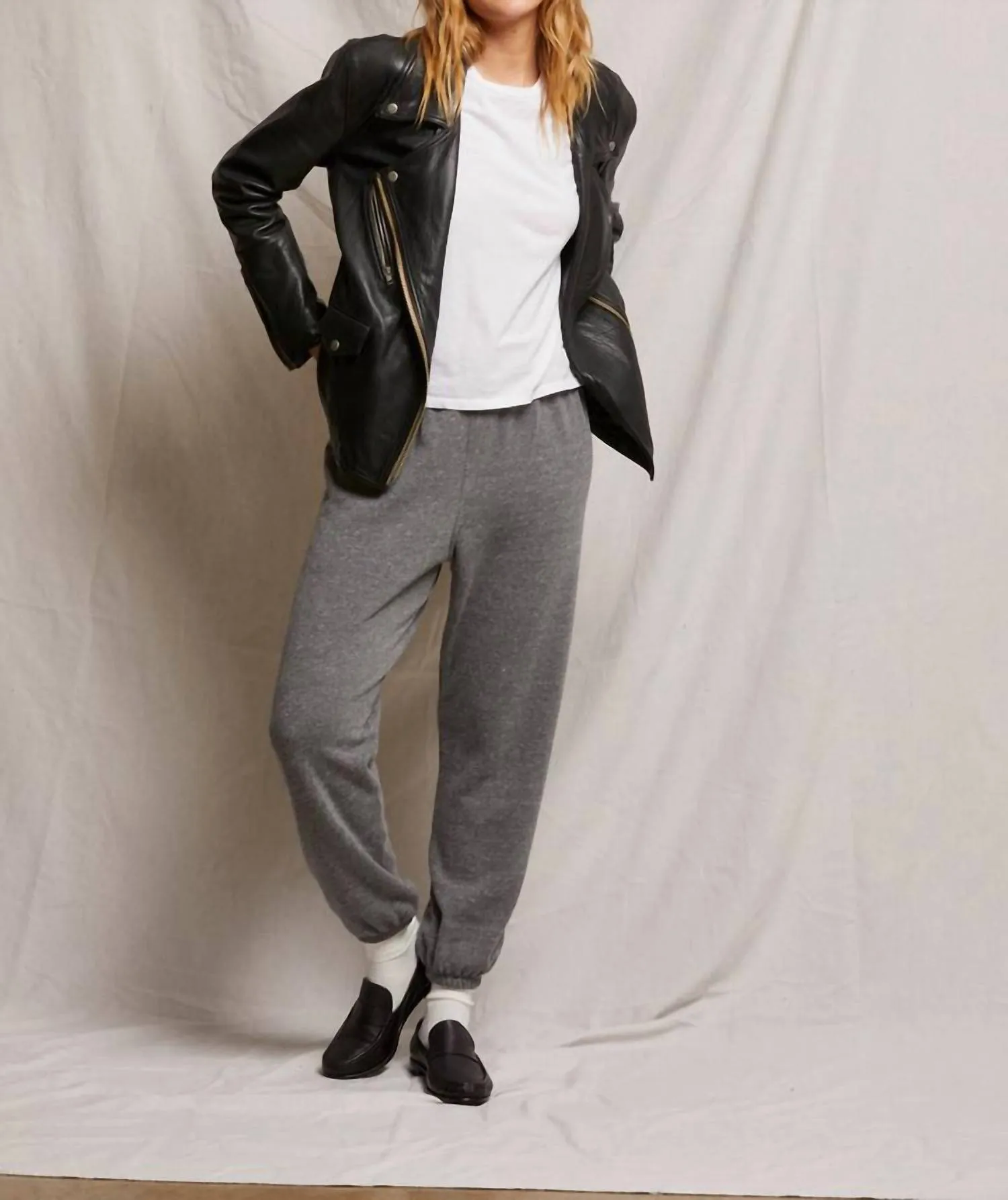 Stevie Cotton Fleece Easy Sweatpant In Dark Heather Grey