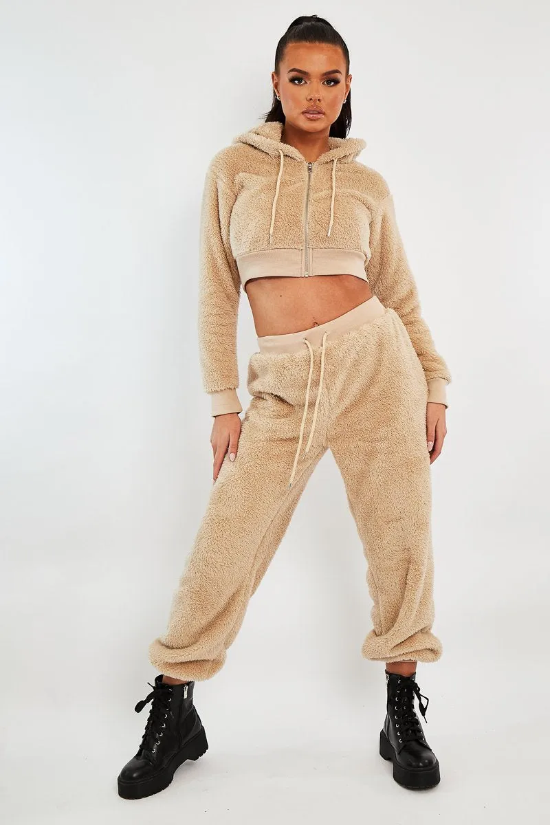 Stone Oversized Teddy Joggers - Havana