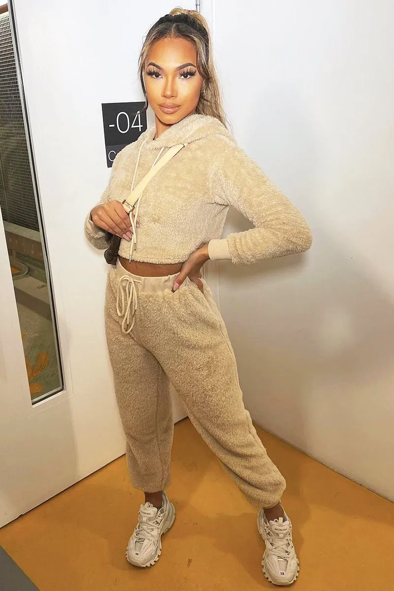 Stone Oversized Teddy Joggers - Havana