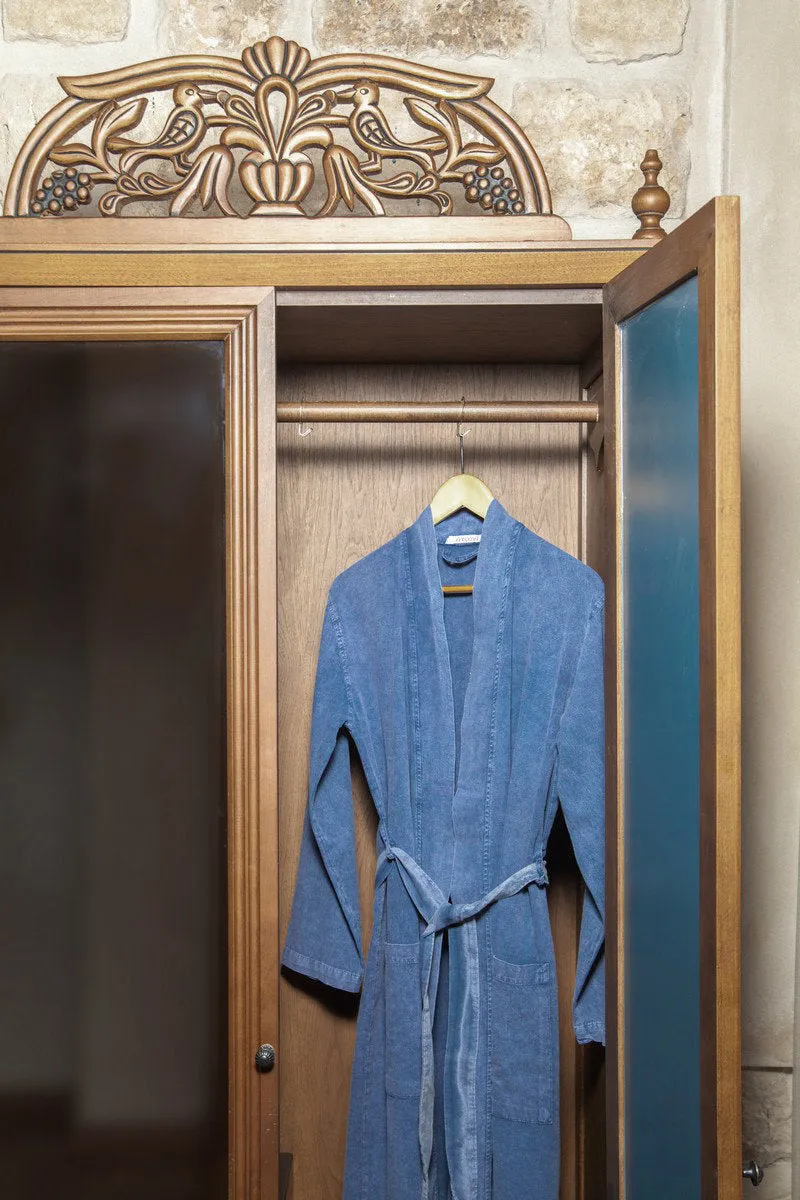 Stonewashed Cotton Robe – Indigo